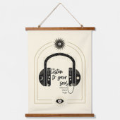 Luister naar je Soul Hoofdtelefoon Goud & Zwart Hangend Wandkleed (Voorkant)