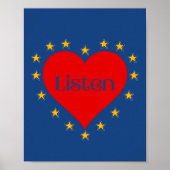 Luister naar Poster Wall Art in Blue with Hearts & (Voorkant)