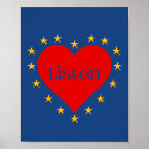 Luister naar Poster Wall Art in Blue with Hearts &
