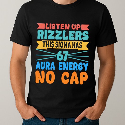 Luister naar Rizzlers Deze Sigma heeft 67 aura T-shirt
