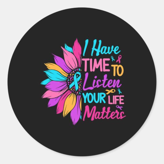 Luister naar uw levensprobleem Mentale gezondheids Ronde Sticker (Voorkant)