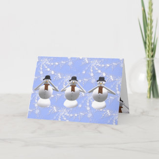 Luister, spreek geen boze Snowman-kerstKaart. Feestdagen Kaart