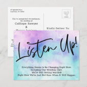 Luister! Waterverf stelt Briefkaart bruiloft uit (Voorkant / Achterkant)