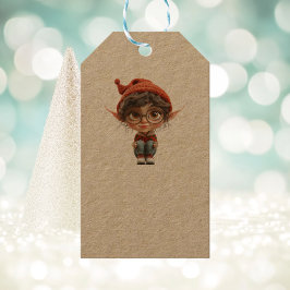 Luisteren Meisje Kerst Elf Kraft Gift Labels Cadeaulabel