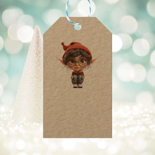 Luisteren Meisje Kerst Elf Kraft Gift Labels Cadeaulabel