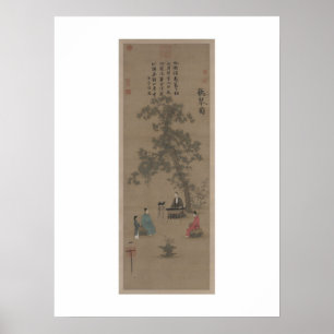 Luisteren naar de Qin - Keizer Huizong, Song-dynas Poster