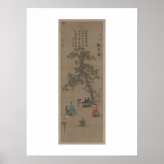 Luisteren naar de Qin - Keizer Huizong, Song-dynas Poster