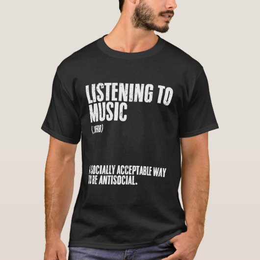 Luisteren naar muziekdefinitie voor introverte men t-shirt (Voorkant)