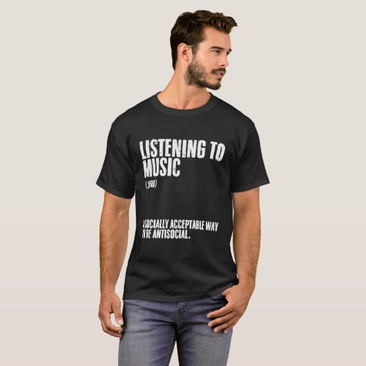 Luisteren naar muziekdefinitie voor introverte men t-shirt (Voorkant volledig)