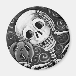 LUISTEREN NAAR UW PUMPKIN, HALLOEEN SKELETON MAGNE MAGNEET