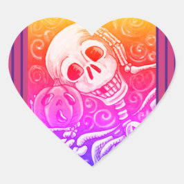 LUISTEREN NAAR UW PUMPKIN, HALLOEEN SKELETON STICK HART STICKER