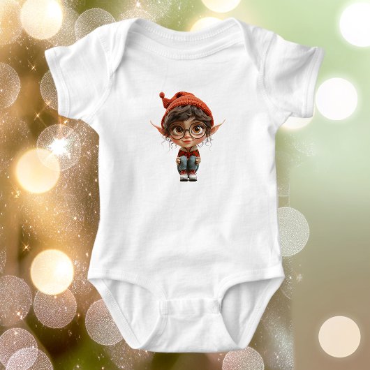 Luisterend Meisje Kerst Elf Baby Bodysuit