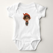 Luisterend meisje Kerstman Elf Baby Onesie Romper (Voorkant)