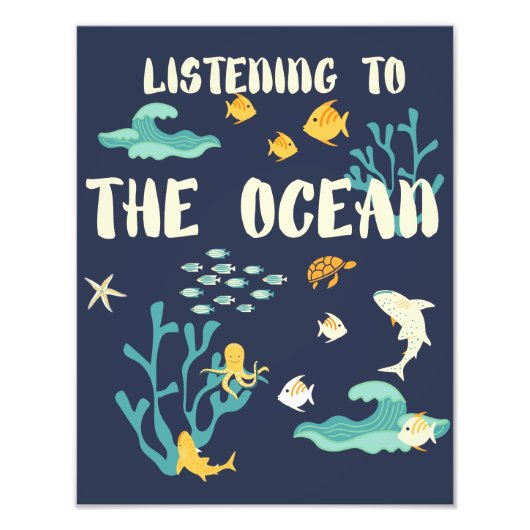 Luisterend naar de oceaan, de Dag van de Aarde, Foto Afdruk (Voorkant)