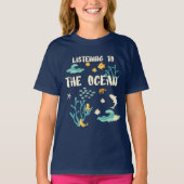 Luisterend naar de oceaan, de Dag van de Aarde, T-shirt (Voorkant)