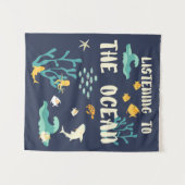 Luisterend naar de oceaan, de Dag van de Aarde, Wandkleed (Voorkant (horizontaal))