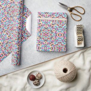 Luisterrijke luxe ivoorkleurige bloemrijke stijlra cadeaupapier