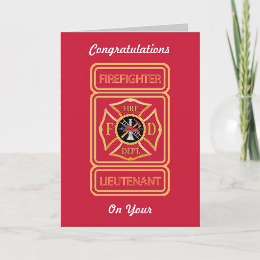 Luitenant Firefighter's Promotion Kaart (Voorkant)