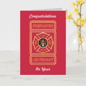 Luitenant Firefighter's Promotion Kaart (Gele Bloem)