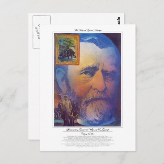 Luitenant-generaal Ulysses Grant Citizen Soldaat Briefkaart (Voorkant / Achterkant)