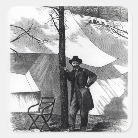 Luitenant-generaal Ulysses S.Grant Vierkante Sticker (Voorkant)
