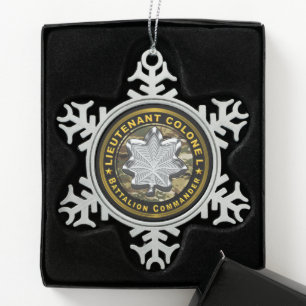 Luitenant-Kolonel Bataljonscommandant Tin Sneeuwvlok Ornament
