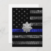 Luitenant-kolonel Thin Blue Line Distress Vlag Bedankkaart (Voorkant / Achterkant)