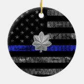 Luitenant-kolonel Thin Blue Line Distress Vlag Keramisch Ornament (Achterkant)