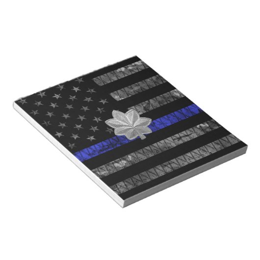 Luitenant-kolonel Thin Blue Line Distress Vlag Notitieblok (Schuin)