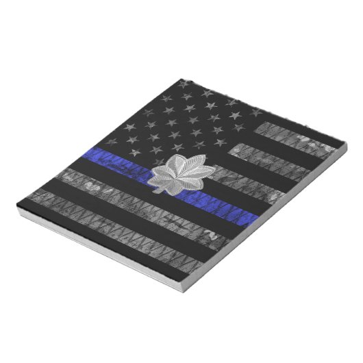 Luitenant-kolonel Thin Blue Line Distress Vlag Notitieblok (Linkerzijde)