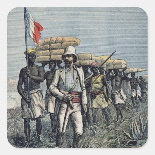 Luitenant Mizon op zijn missie van 1892 Vierkante Sticker (Voorkant)