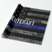 Luitenant Thin Blue Line Distress Vlag Cadeaupapier (Uitgerold)