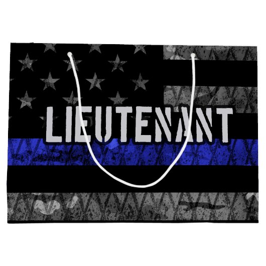 Luitenant Thin Blue Line Distress Vlag Groot Cadeauzakje (Achterkant)