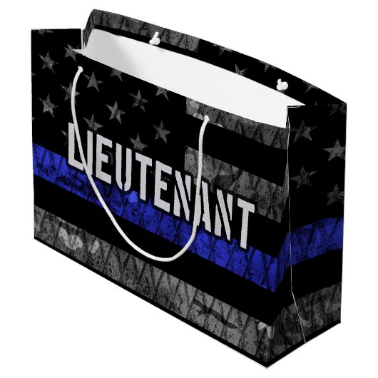 Luitenant Thin Blue Line Distress Vlag Groot Cadeauzakje (Achterkant Gekanteld)