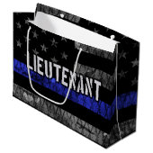 Luitenant Thin Blue Line Distress Vlag Groot Cadeauzakje (Voorkant Gekanteld)
