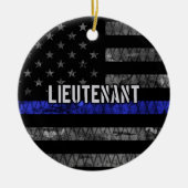 Luitenant Thin Blue Line Distress Vlag Keramisch Ornament (Voorkant)