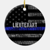 Luitenant Thin Blue Line Distress Vlag Keramisch Ornament (Achterkant)