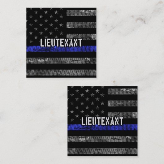 Luitenant Thin Blue Line Distress Vlag Kortingskaartje (Voorkant / Achterkant)