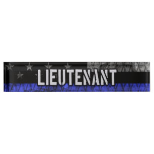Luitenant Thin Blue Line Distress Vlag Naambordje