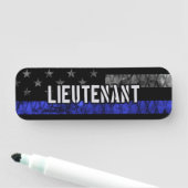 Luitenant Thin Blue Line Distress Vlag Naamplaatje (In situ)
