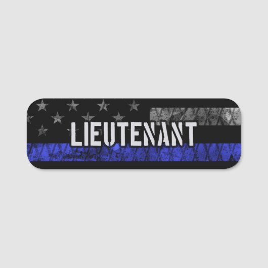 Luitenant Thin Blue Line Distress Vlag Naamplaatje (Voorkant)