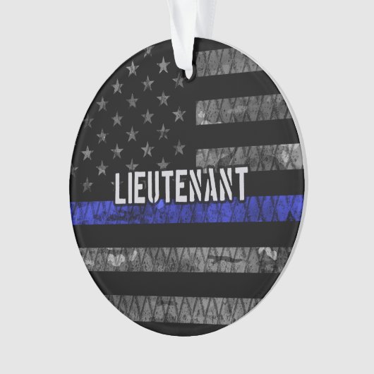 Luitenant Thin Blue Line Distress Vlag Ornament (voorkant)