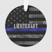 Luitenant Thin Blue Line Distress Vlag Ornament (voorkant)