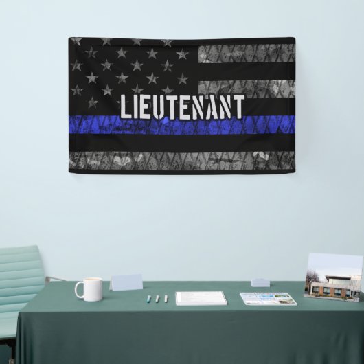 Luitenant Thin Blue Line Distress Vlag Spandoek (Beurs)