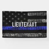 Luitenant Thin Blue Line Distress Vlag Spandoek (Horizontaal)