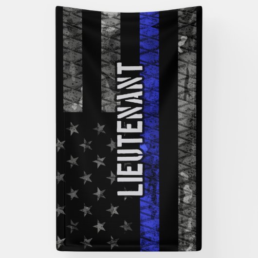 Luitenant Thin Blue Line Distress Vlag Spandoek (Verticaal)