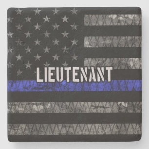 Luitenant Thin Blue Line Distress Vlag Stenen Onderzetter