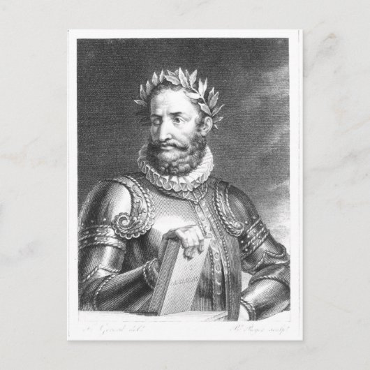 Luiz Vaz de Camoes gegraveerd door B. Roger Briefkaart (Voorkant)