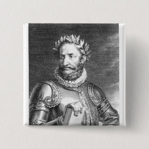 Luiz Vaz de Camoes gegraveerd door B. Roger Vierkante Button 5,1 Cm