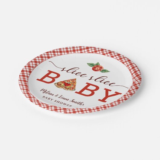 Luizen Slice Baby Pizza Baby shower Papier Borden  Papieren Bordje (Gekanteld)
